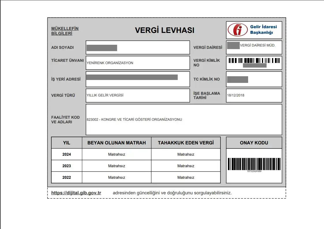 İzmir davulcu vergi levhası